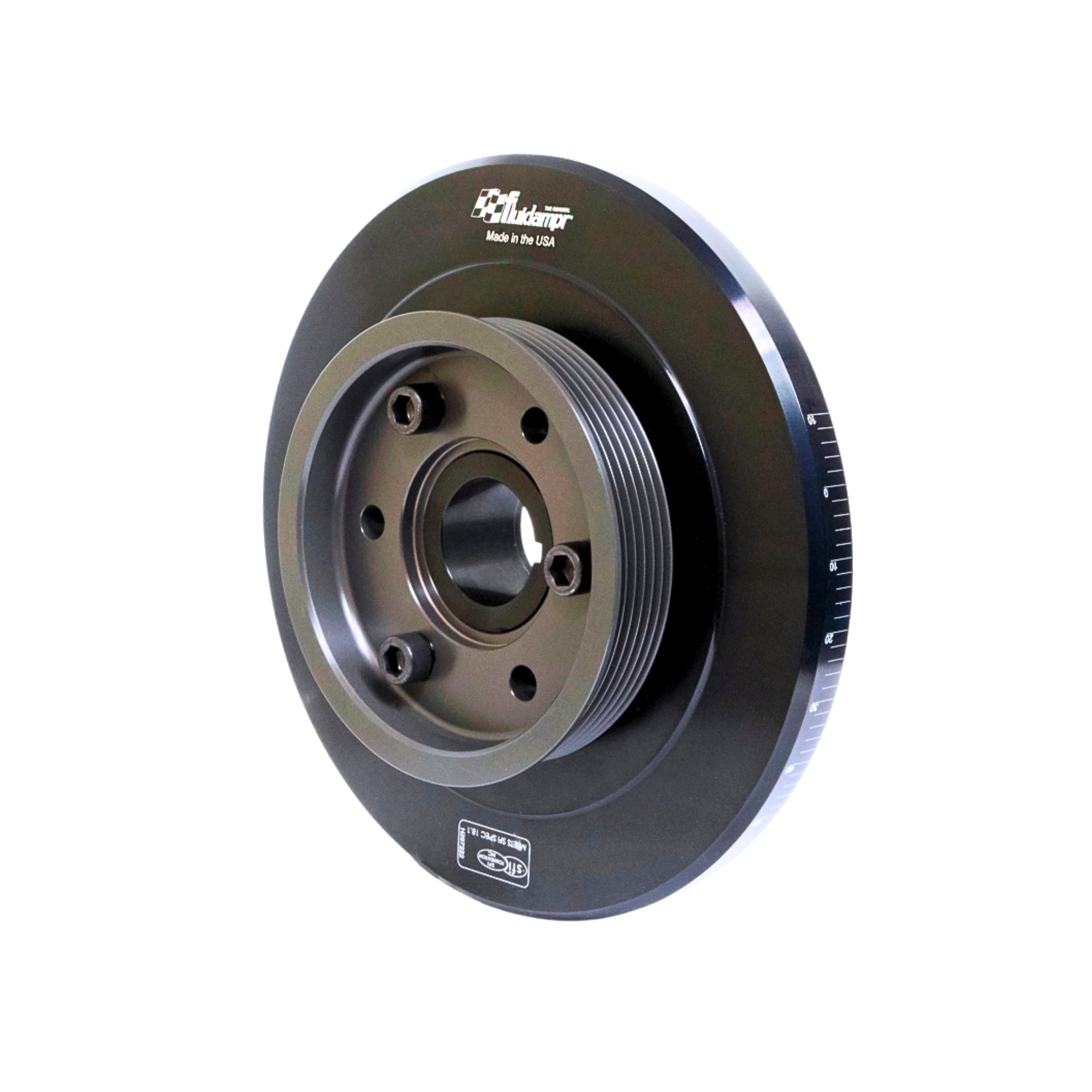 Performance steel harmonic balancer with underdrive pulley for Toyota 1JZ and 2JZ inline-6 engines

