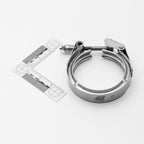 Metal V-bend clamp with a ruler for scale on a white background