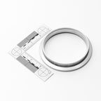 Silver V-Band Ferrule Male with a ruler for size measurement on a white background